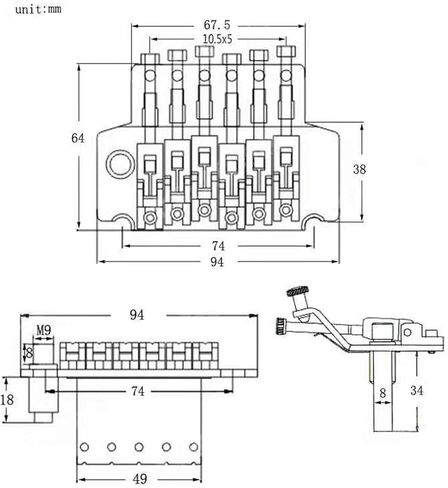 Electric Guitar Double Locking Tremolo Bridge for Floyd Rose Style, Chrome in Kuwait