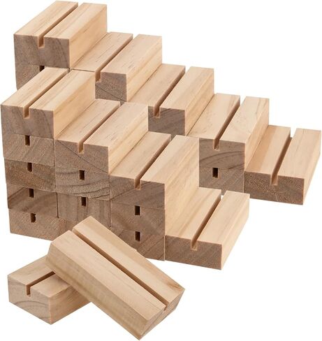 KEILEOHO 30 PCS Table Number Stands Wood, Table Card Holder Stand Wood, Wooden Tables Number Holder, Wooden Place Card Holders for Wedding Party Decoration, 2.75 x 1.38 x 0.71 Inch in Saudi Arabia