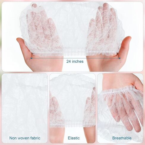300 Pcs Disposable Bouffant Cap 24 Inch Non Woven Hair Net Caps Elastic Hair Cover Net for Hospital Salon Spray Tan Home Industries Cosmetics Kitchen Cooking (White Color) in Saudi Arabia