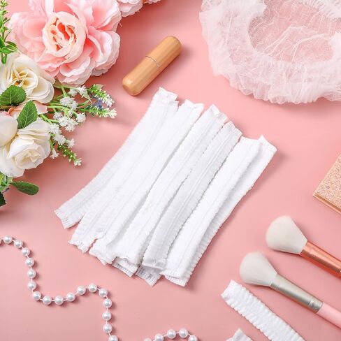 300 Pcs Disposable Bouffant Cap 24 Inch Non Woven Hair Net Caps Elastic Hair Cover Net for Hospital Salon Spray Tan Home Industries Cosmetics Kitchen Cooking (White Color) in Saudi Arabia