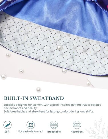 Scrub Caps Women Satin Lined Ponytail, Blue Heart Adjustable Scrub Hats Women with Buttons and Sweatbands, Practical Ponytail Holder Design with Bow Ribbon Soft Smooth in Saudi Arabia