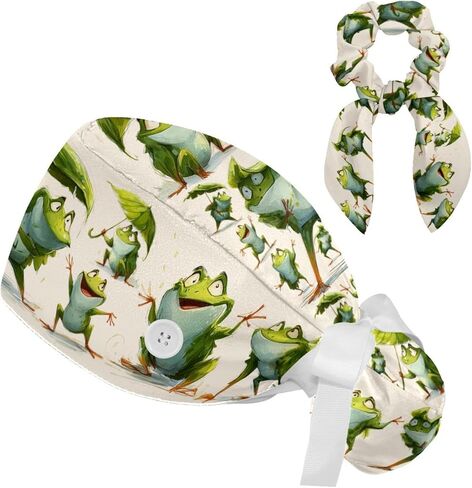 Surgical Caps for Women, Scrub Caps Women, Lovely Cartoon Animals, Bouffant Nurse Cap Ponytail in Saudi Arabia