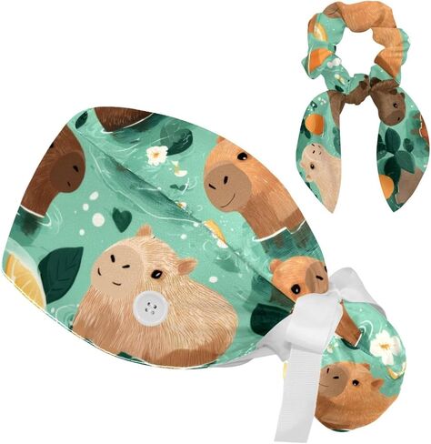 Surgical Caps for Women, Scrub Caps Women, Lovely Cartoon Animals, Bouffant Nurse Cap Ponytail in Saudi Arabia