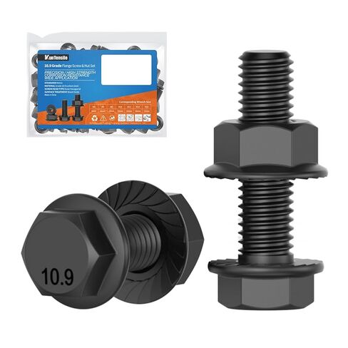 M8x30mm Flange Hex Bolts and Nuts Kit, 10.9 Alloy Steel Metric Screws (M8-1.25), 10 Pack Black Bolts and Nuts in Saudi Arabia