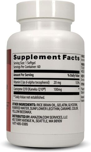 Amazon Basics Rapid-Release CoQ10 Heart Health Softgels, 100 mg 60 Count in Saudi Arabia