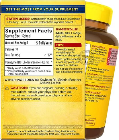 Nature_Mades CoQ10 400 mg, (90 Count. - Value Pack) Softgels | Extra Strength, Antioxidant Support, Energy Metabolism in Saudi Arabia