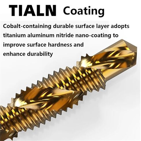 Tap Drill Bits Set Titanium Plated Hex Shank HSS Countersink Thread Metric Screw Machine Compound M3 M4 M5 M6 M8 M10 Hand Tools(M6x1.0 Silver) in Saudi Arabia