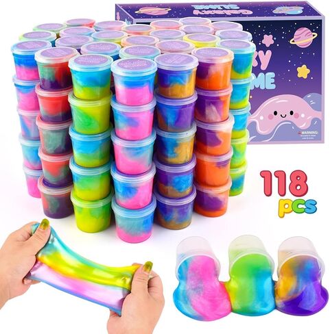 118 Pack Slime Party Favors Kit ، Mini Galaxy Bulk Slime Spressy Leferen in Saudi Arabia