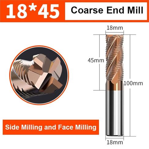 Vsharp Roughing End Mill 4-12mm 4 Flute CNC Router Bit Spiral Milling Bit TiCN Coating HRC 55 Solid Carbide Milling Cutter(18.0x45x100L) in Saudi Arabia