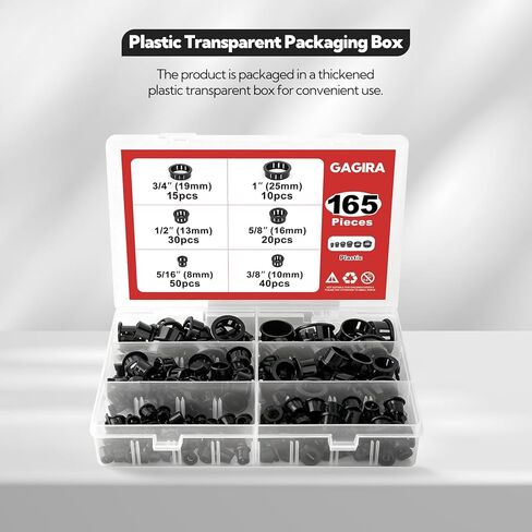 165 قطعة حلقة جلبة كابل سوداء، كابلات حماية جلبة سلكية 6 مقاس 5/16 بوصة، 3/8 بوصة، 1/2 بوصة، 5/8 بوصة، 3/4 بوصة، 1 بوصة in Kuwait