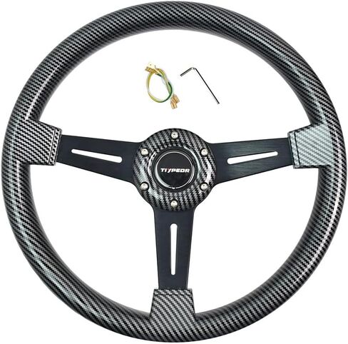 14 "350 مللي متر ABS الكلاسيكية الخشب الحبوب ضوء عجلة القيادة العالمي السيارات تعديل عجلات القيادة 3 تكلم مع زر القرن و 6 المسمار in Kuwait