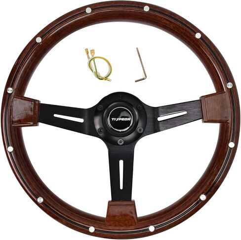 14 "350 مللي متر ABS الكلاسيكية الخشب الحبوب ضوء عجلة القيادة العالمي السيارات تعديل عجلات القيادة 3 تكلم مع زر القرن و 6 المسمار in Kuwait