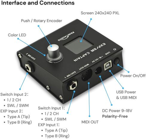 PAINTAUDIO EXP/SW CAPTAIN Multi-Function Expression Pedal & Footswitch to MIDI Controller Box in Kuwait