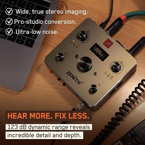 واجهة صوت Antelope Audio Zenith 2 USB-C للجيتار والغناء والبث والبث الصوتي، تتميز بمكبرات صوت من درجة الاستوديو وإعدادات مسبقة وتأثيرات | تسجيل سهل للمبتدئين in Kuwait