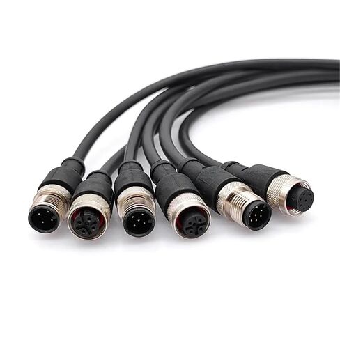 M12 Sensor Connector Cable Double Head Male Female 2m Wire 4Pin 5Pin 8Pin A Type 1Pcs(Straight F to F 5p) in Saudi Arabia