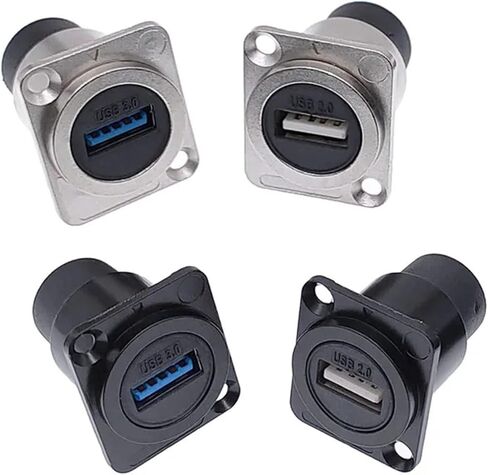 Metal USB 2.0 3.0 D Type Female Connector Panel Mounting Socket 1Pcs(Silver,3.0) in Saudi Arabia