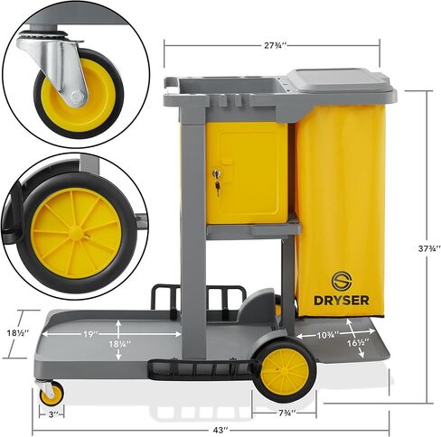 عربة تنظيف النظافة التجارية Dryser على عجلات - علبة التدبير المنزلي مع خزانة قفل المفاتيح in Kuwait