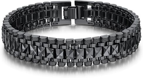 U7 Link Bracelets for Men, Cuban Link/Rope/Watch Band Solid Bracelet, Silver Black Gold Color Wrist Bracelet 3/6/9/12/15mm Width, 6.5/7.5/8.3 Inch Length, Hand Chain Jewelry for Mens Women in Saudi Arabia