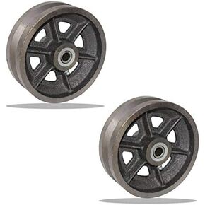 6" X 2" x 6" Cast Iron V Groove Wheels | Comes with 2 Axels & 2 Nuts | Holds up to 1000 lbs Roller Bearing for Residential Rolling Gates - Wheel Box (Sold Separately) - 1 pair in Kuwait