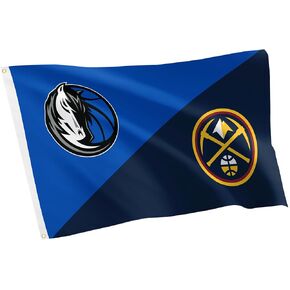 Desert Cactus Dallas Mavericks x Denver Nuggets Flag - 3 x 5 Feet NBA Banner, Indoor/Outdoor Durable Fabric, 100% Polyester Design (House Rivals) in Kuwait