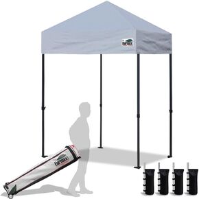 خيمة مظلة منبثقة مقاس 10 × 10 أقدام من Eurmax USA NOMATTER لشخص واحد، مظلة مأوى محمولة للمناسبات الخارجية، مظلات فورية، مظلة شمسية مؤقتة، 4 أكياس رمل إضافية (أبيض) in Kuwait