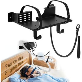 رف تثبيت على الحائط CPAP متوافق مع ResMed AirSense 11 مع حامل خرطوم CPAP بزاوية قابلة للتعديل وخطاف لأنبوب وقناع CPAP [تجنب تشابك الخرطوم]، حامل لوازم CPAP لتنظيم جانب السرير in Kuwait