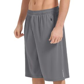 شورت رياضي رجالي من HQUEC بطول 12 بوصة لتمرين كرة السلة تحت الركبة فضفاض مع جيوب بسحاب in Kuwait