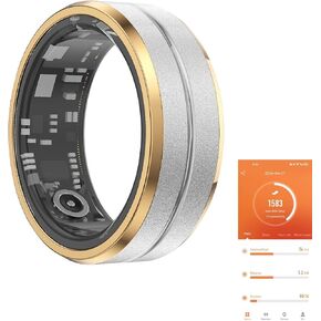 GenXenon Fitness Tracker Smart Ring,Step Counter,Heart Rate Blood Oxygen Sleep Tracker Health Ring, 6ATM Waterproof Long Battery Life Smart Rings Compatible with iOS & Android （Silver US8-3） in Kuwait