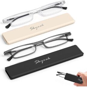 SKYOAK 2 Pack Ultra Thin Lightweight Folding Reading Glasses for Women, TR90 Compact Anti Blue Light/Eyestrain Computer Readers, Foldable Unique Stretchable Slim Flat Case, Rose and Pink +1.5 in Kuwait