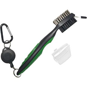 KELOB Golf Club Brush & Groove Cleaner - Multi - Function Golf Brush with Retractable Cord, Nylon & Wire Bristles, Spike for Grooves, Portable Golf Brush Tool with Bag Hook & Protective Cap in Saudi Arabia
