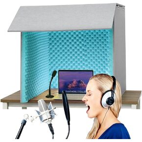 Portable Studio Equipment, Soundproof Booths, Microphone Isolators, Desktop Soundproof Enclosures for Recording Studio-Quality Audio,Lake Blue-80 * 80 * 80cm in Saudi Arabia