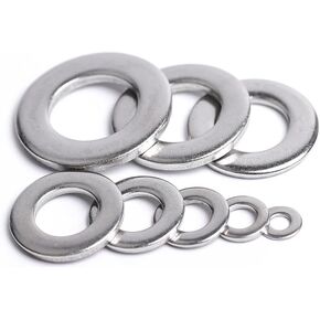 غسالات، غسالة مسطحة، غسالات 1/20/50/100 قطعة حشية مسطحة كبيرة غسالة فضية من الفولاذ المقاوم للصدأ حلقات معدنية كبيرة عادي M1.6/M2/M2.5/M3/M4/M5/M6/M8/M10/M12/M14-M24 قفل (M6x12x1 (50 قطعة)) in Kuwait