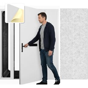 Arrowzoom 20 Pack Soundproof Door Kit Pro Panels – Self-Adhesive High-Density Foam Tiles, 12"x12"x0.78", 40dB Noise Reduction Acoustic Sound Insulation for Interior Doors & Home Studios – White 1244 in Kuwait