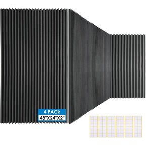 4 PCS Acoustic Panels,48''X24''X2'' Soundproof Foam Wall Panels,High Density Fireproof Noise Cancelling Foam Studio Foam Panel,Noise (Black 4 Pack) in Saudi Arabia
