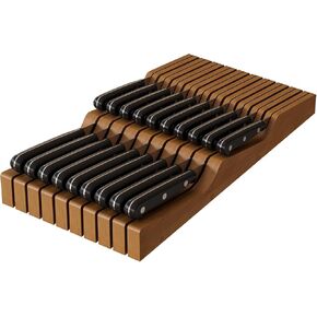 In-Drawer Knife Block Organizer - Bamboo Wood Drawer Knife Organizer-Protecting Knife Organizer Block (Not Included) (Natural, 11 Knives Dock) in Kuwait