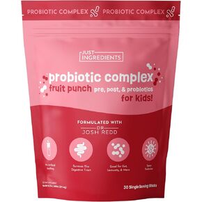 JUST INGREDIENTS Elderberry Lemonade 3-in-1 Probiotic Complex - Prebiotics, Probiotics & Postbiotics - 30 Sticks in Kuwait