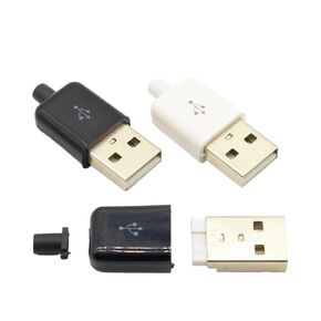 fengpeng 10pc/lot DIY USB 2.0 A Male Assembly Adapter Connector Plug Socket Black White(Black) in Kuwait