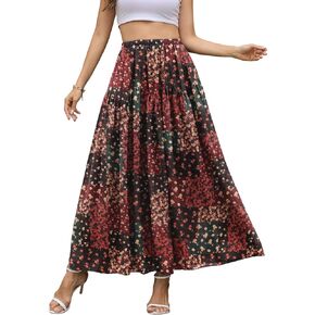 تنورة طويلة من NASHALYLY للنساء على شكل حرف A، تنورة طويلة من الشيفون المرن بخصر عالٍ in Kuwait