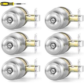 lanwandeng 5 حزمة مقابض الأبواب الداخلية لغرفة النوم أو الحمام بدون مفتاح، مقبض باب الخصوصية النيكل المصقول، حمام الكرة المستديرة / أقفال باب السرير in Kuwait