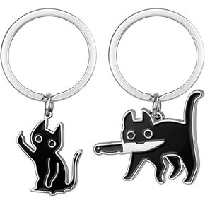 2 قطعة سلسلة مفاتيح القطط، سلسلة مفاتيح مبتكرة على شكل قطة سوداء. هدايا مثالية لمحبي القطط للنساء والرجال، هدايا سلة الهالوين المضحكة in Kuwait
