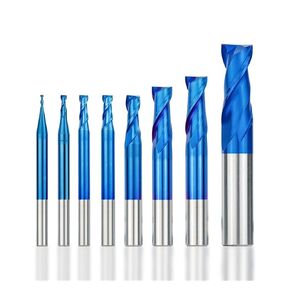 كربيد شقة الأنف نهاية مطحنة القاطع CNC راوتر بت 2 الناي نانو الأزرق المغلفة 1-12 مللي متر طحن بت أداة in Kuwait