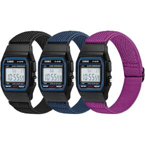 3 Pack Elastic Band Compatible with Casio F-91W/F-84/F-94/F-105/F-108/AE-1200/W-217H/W-218H/A-158W/A-168W/SGW-300H/W-800H, Adjustable Stretchy Sport Strap Comfortable Nylon Replacement Wristband in Kuwait