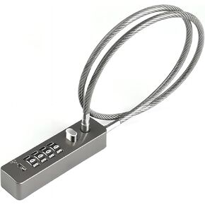 أقفال الكابلات مع مجموعة، كابل قفل فولاذي مجدول 23-3/5 بوصة مع رمز قابل لإعادة الضبط لبوابة السياج الخارجية والدراجات والخزائن وخزائن الملابس (رمادي مسدس) in Kuwait