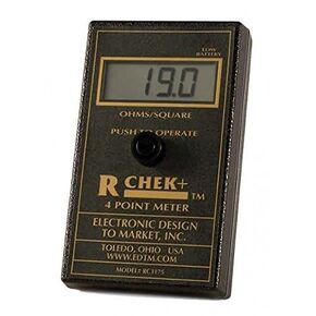 EDTM R-CHEK+ (RC3175) Portable Handheld Surface Resistivity Meter with LCD Display - Four-Point Sheet Resistance Tester (0-199.9 ohms/sq) - Ideal for Conductive Coating Verification, Made in USA in Saudi Arabia
