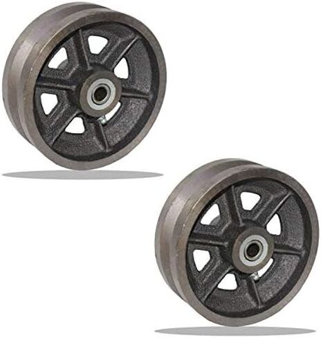 6" X 2" x 6" Cast Iron V Groove Wheels | Comes with 2 Axels & 2 Nuts | Holds up to 1000 lbs Roller Bearing for Residential Rolling Gates - Wheel Box (Sold Separately) - 1 pair in Kuwait