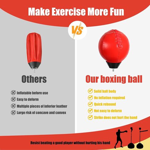 Solid Reflex Bag Boxing Speed 45-80in Trainer Punching Bag Spinning Bar Training Boxing Ball with Reflex Bar Free Standing Adjustable Height for Adult Youth Red in Saudi Arabia