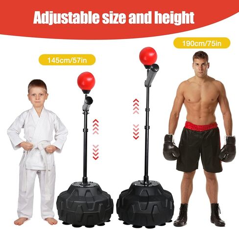 Solid Reflex Bag Boxing Speed 45-80in Trainer Punching Bag Spinning Bar Training Boxing Ball with Reflex Bar Free Standing Adjustable Height for Adult Youth Red in Saudi Arabia