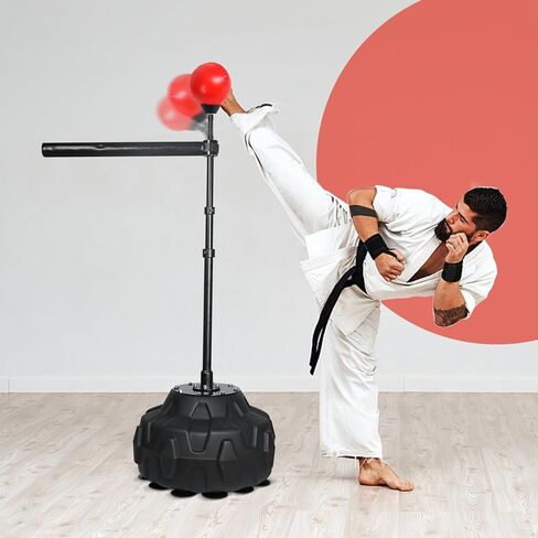 Solid Reflex Bag Boxing Speed 45-80in Trainer Punching Bag Spinning Bar Training Boxing Ball with Reflex Bar Free Standing Adjustable Height for Adult Youth Red in Saudi Arabia