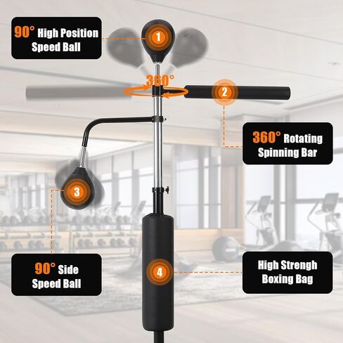مجموعة أكياس ملاكمة قائمة بذاتها 3 في 1 للبالغين والمراهقين، حقيبة ملاكمة بارتفاع قابل للتعديل، كرتان للسرعة وقضيب استرخاء 360 درجة، نظام تدريب كامل على معدات الملاكمة المنزلية، لا حاجة للتركيب in Kuwait