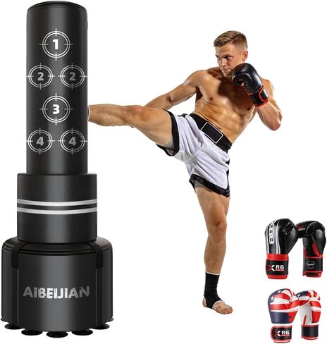 Freestanding Adjustable Punching Bag for Adults - 69" | Black Free Standing Training Heavy Bag with Suction Cup Base | Ideal for Martial Arts, Boxing, Kickboxing and Cardio Workouts in Saudi Arabia
